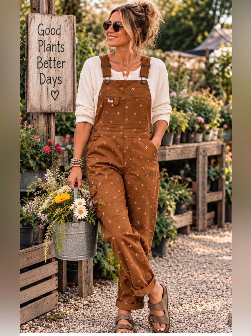 Duluth Trading &Co Heirloom Gardening Overalls Mushroom Print , size M/29